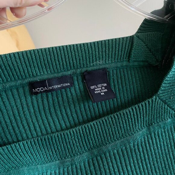 Moda International green ribbed sweater top - Picture 2 of 2